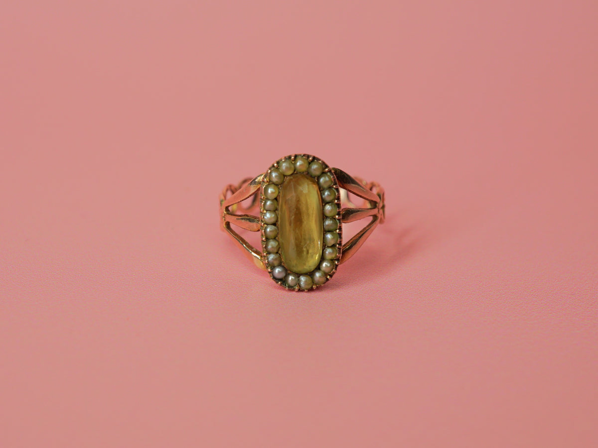 Early Victorian Citrine 8K Gold Ring