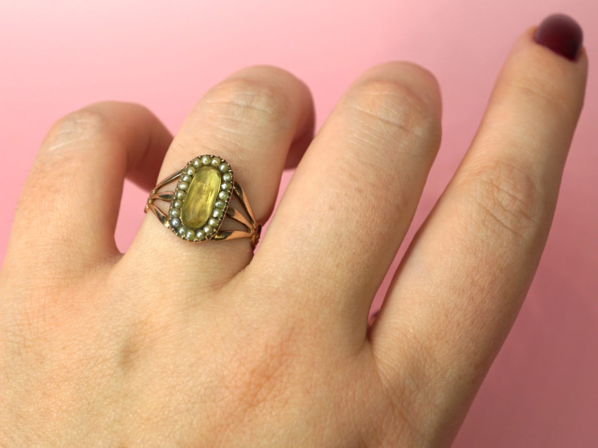 Early Victorian Citrine 8K Gold Ring