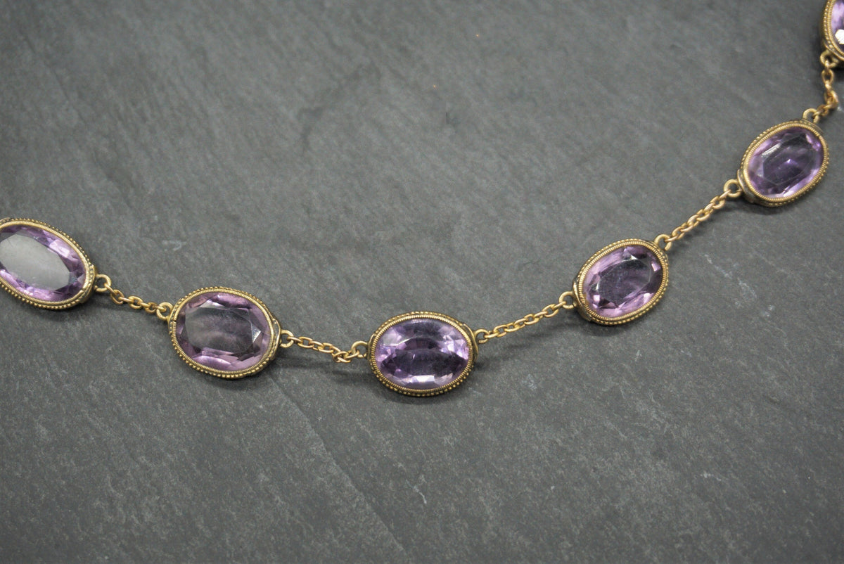 Antique Amethyst Gold Necklace/Art Nouveau Riviere